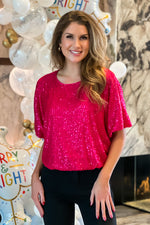 Holiday Parties Sequin Top : Fuchsia