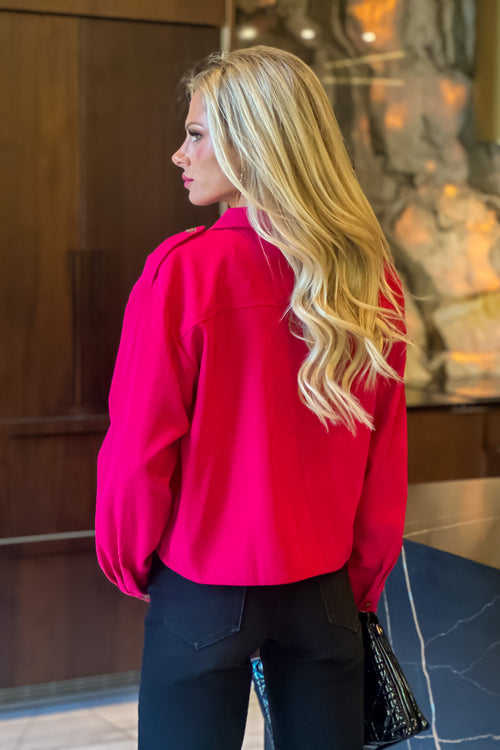 Elissa Cropped Baggy Jacket : Fuchsia