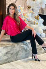 Holiday Parties Sequin Top : Fuchsia