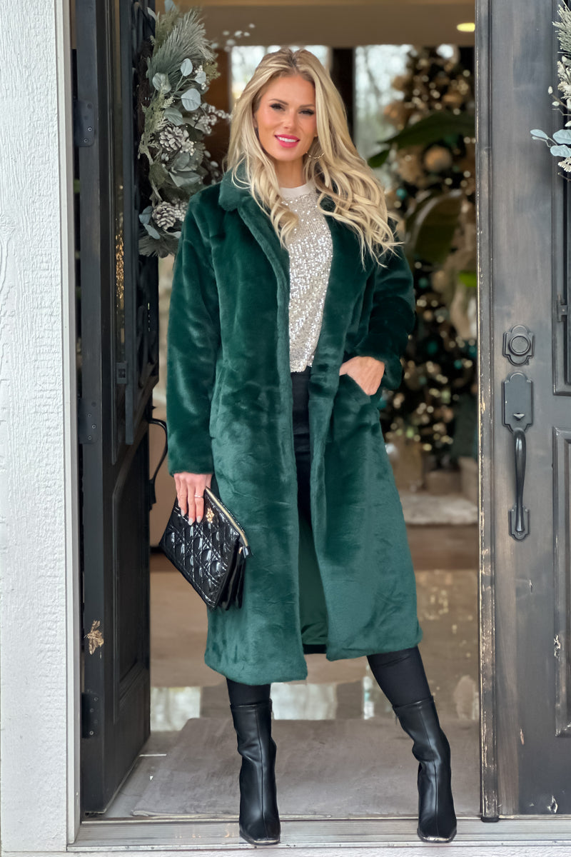 Mountain Villa Faux Fur Coat : Green