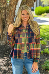 Kyrstin Peplum Fringe Plaid Jacket : Green