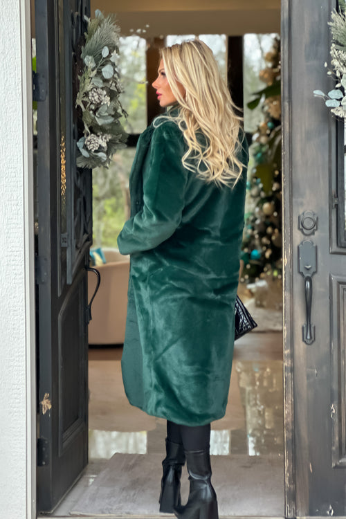 Mountain Villa Faux Fur Coat : Green