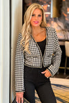 Emily in Paris Houndstooth Tweed Blazer : Black