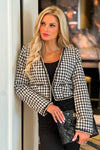 Emily in Paris Houndstooth Tweed Blazer : Black