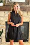 Walk with Me Sleeveless Textured Tiered Dress : Black