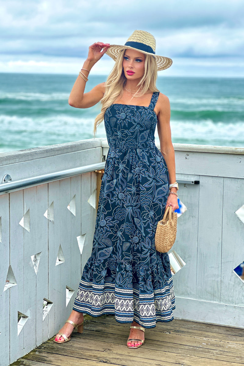 Tribal Drea Lined Sleeveless Dress : Deep Sea