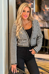 Emily in Paris Houndstooth Tweed Blazer : Black