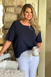 Jeanine Knitted Top : Navy