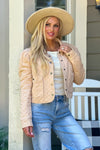 Jayda Puff Sleeve Quilted Jacket : Taupe