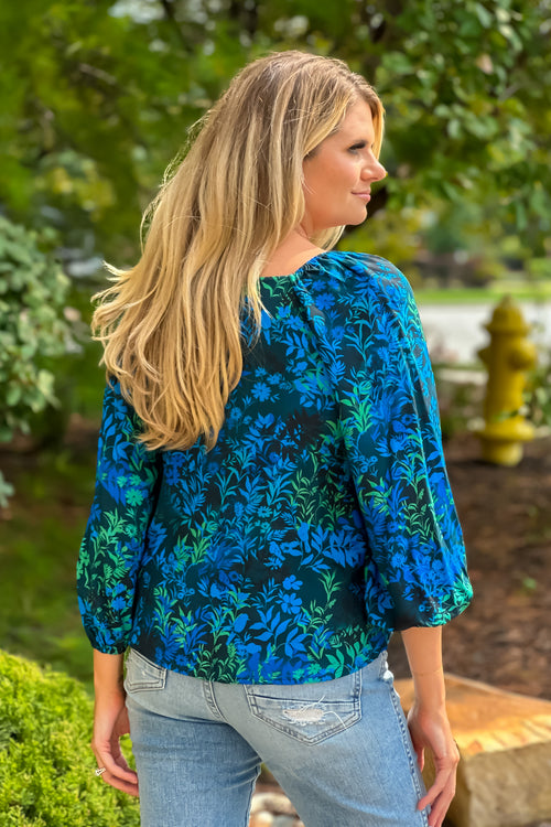 Liverpool Valentia Flutter Sleeve Blouse : Blue Topaz