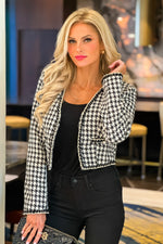 Emily in Paris Houndstooth Tweed Blazer : Black