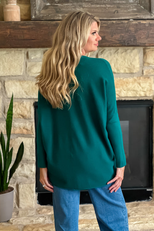 Janice Woven Knit Sweater : Pine Green