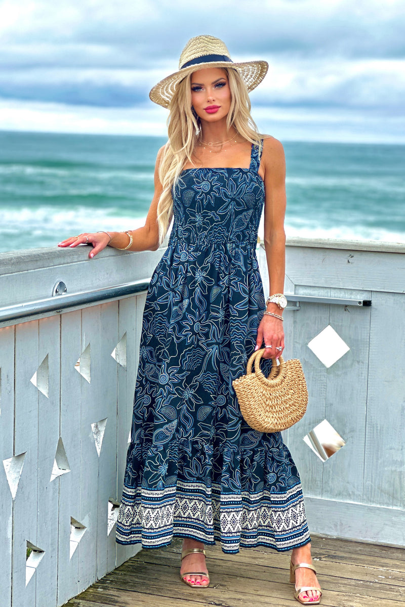 Tribal Drea Lined Sleeveless Dress : Deep Sea