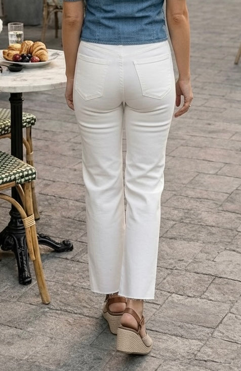 Liverpool Esmeralda Crop Flare Jeans With Twisted Slit : White