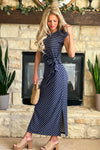 Tribal Candace Dress with Front Belt : Jet Blue