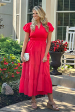 Blakely Tiered Dress : Red