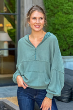 Brielle Stretch Half Zip Hoodie : Moss