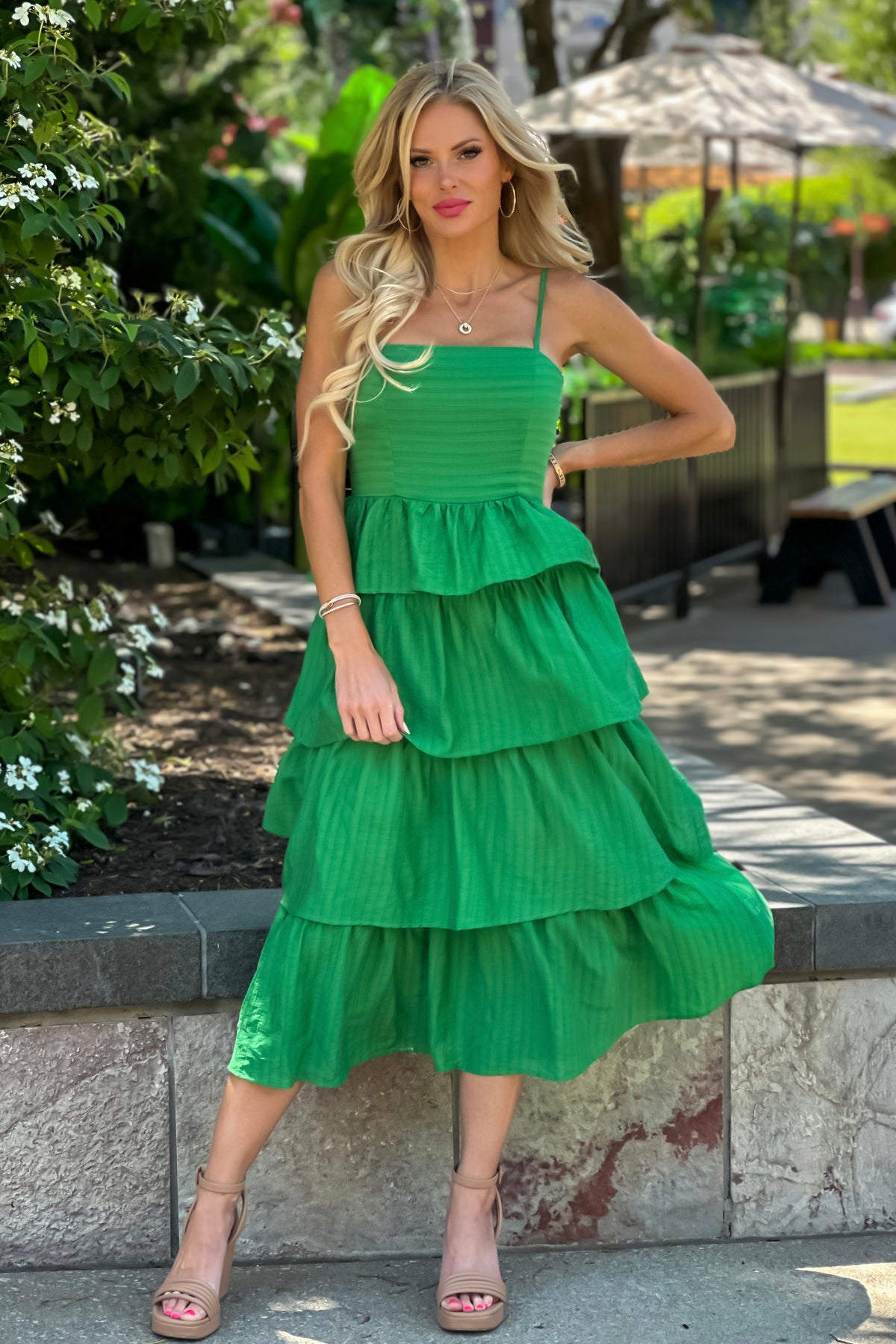 Tameka Tiered Maxi Dress : Green