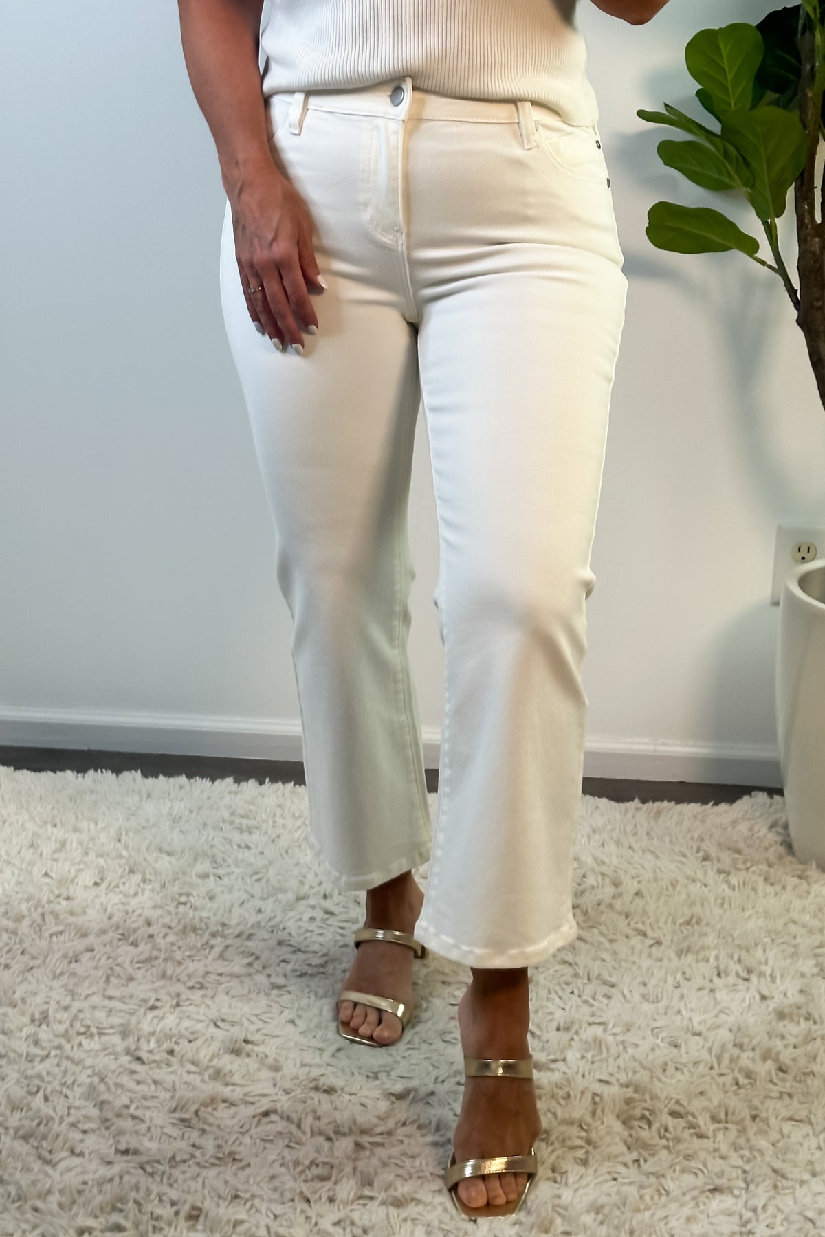 Liverpool Ausha Crop Flare Jeans : White