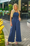 Nelli Smocked Top Jumpsuit : Indigo