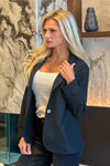 Brenna Placket Sleeve Blazer : Black