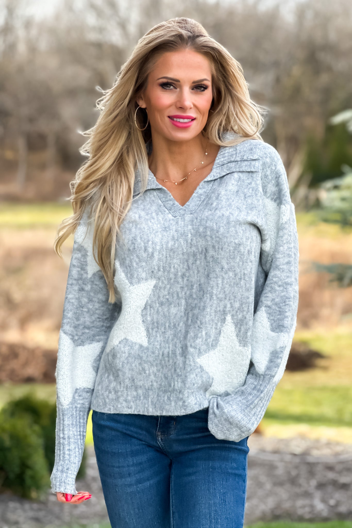 Grey and 2025 white star sweater