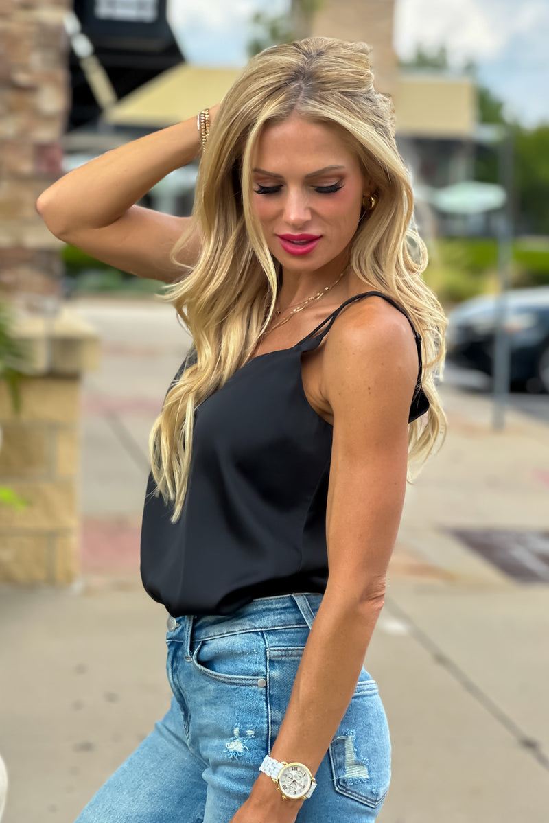 Leila Double Strap Tank Top : Black