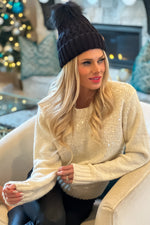 Snowy Plaza Sequin Sweater : Ivory