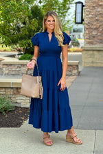 Blakely Tiered Dress : Navy