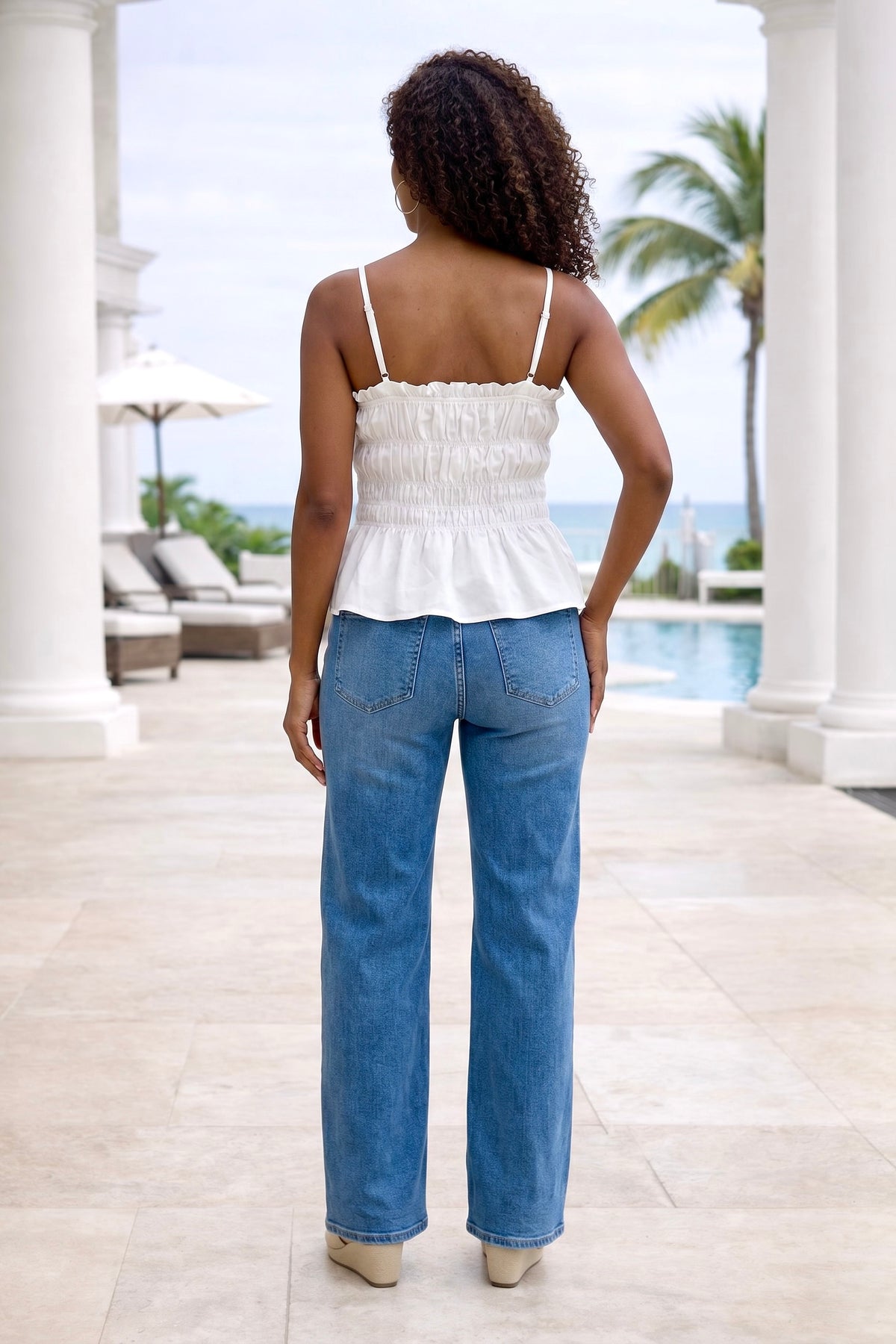 Jessica Button Up Sleeveless Top : White