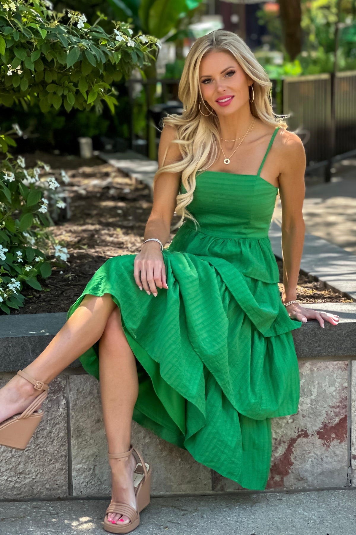 Tameka Tiered Maxi Dress : Green