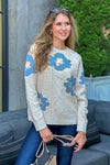 Kandice Floral Sweater : Oatmeal