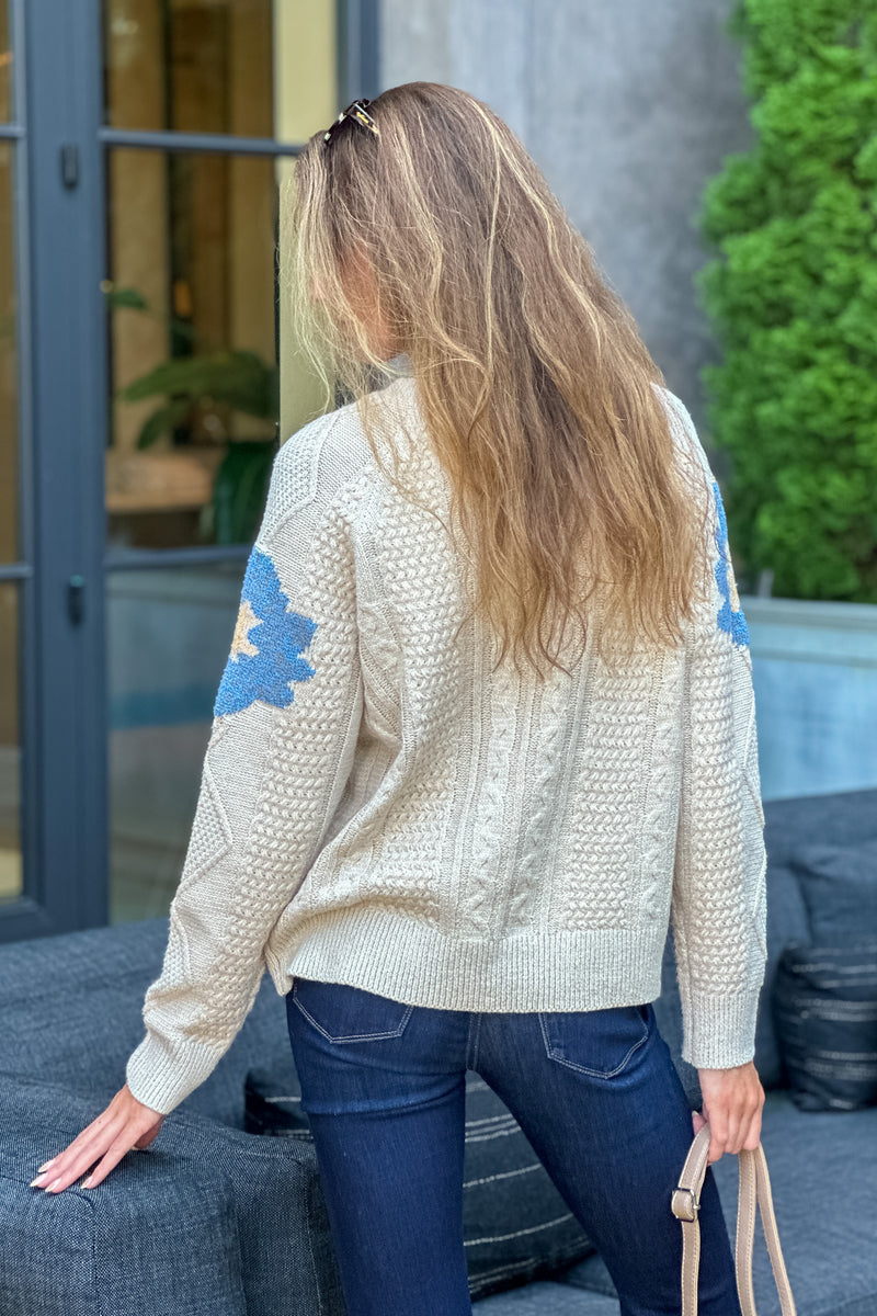 Kandice Floral Sweater : Oatmeal