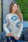 Kandice Floral Sweater : Oatmeal