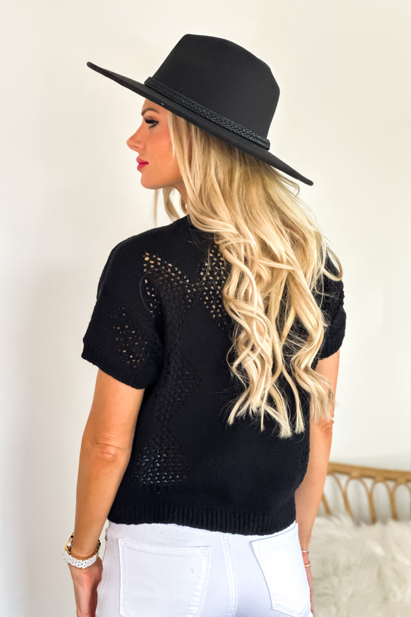 Tribal Jenny Short Sleeve Sweater : Black
