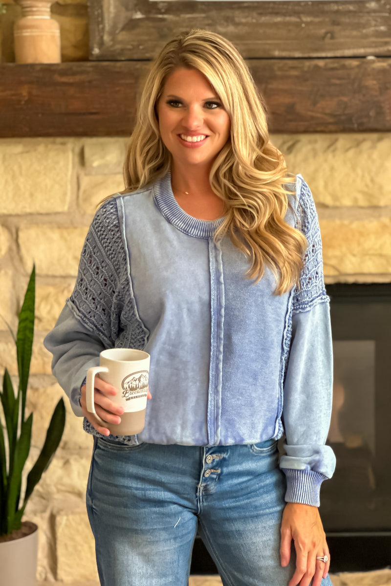 Tribal Janie Raglan Pullover Top : BlueJay