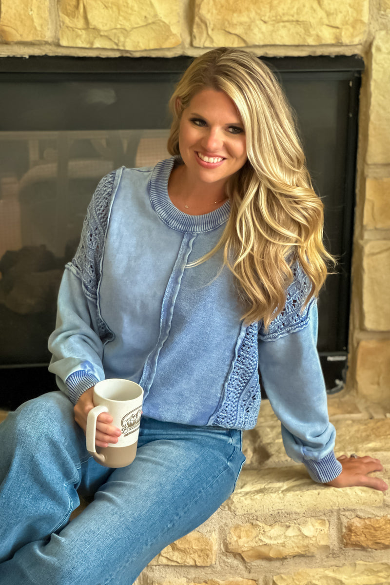 Tribal Janie Raglan Pullover Top : BlueJay