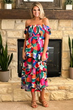 Cabo Breeze Smocked Sleeveless Floral Dress : Multi Color