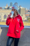 Lula Fleece Embroidered KC Snap Pullover : Red