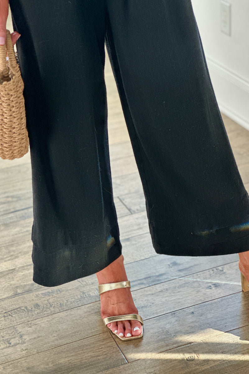 Rhyne Elastic Ruffle Waist Pants : Black
