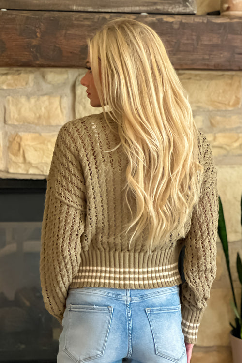 Marcie Open Knit Sweater : Moss