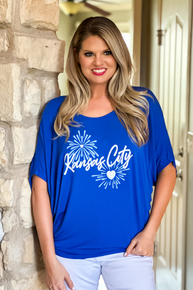 Kansas City Dolman Fireworks Top : Royal
