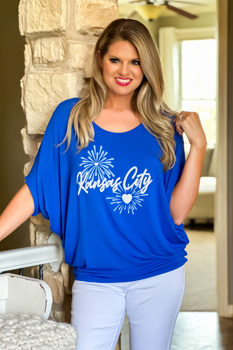 Kansas City Dolman Fireworks Top : Royal