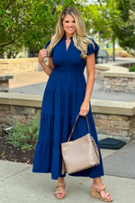 Blakely Tiered Dress : Navy