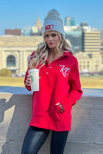 Lula Fleece Embroidered KC Snap Pullover : Red