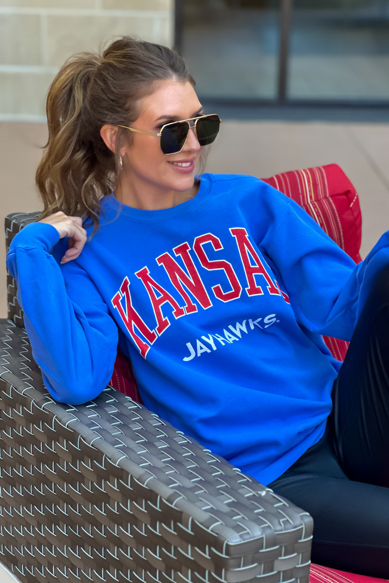Kansas Jayhawks KU Flo Fill Sweatshirt : Blue