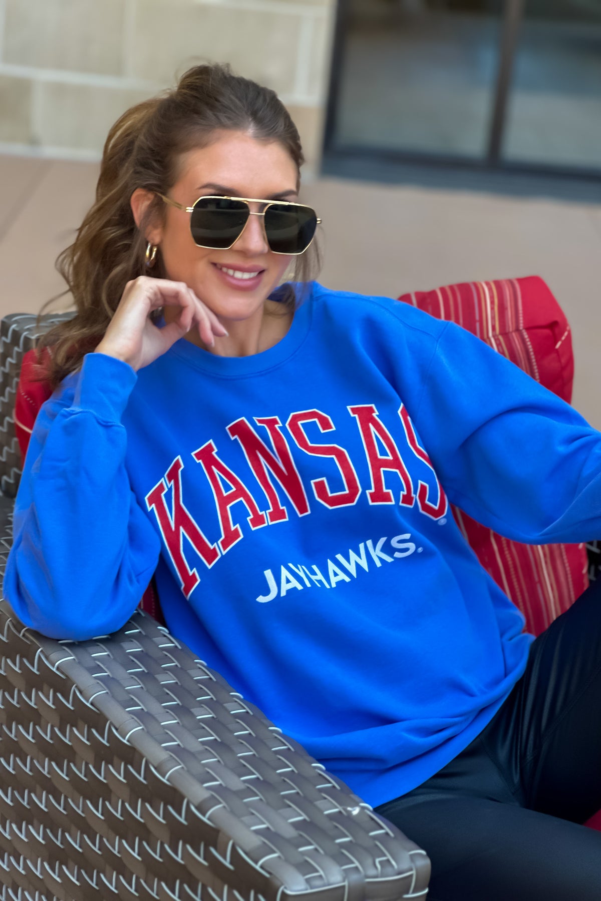 Kansas Jayhawks KU Flo Fill Sweatshirt : Blue