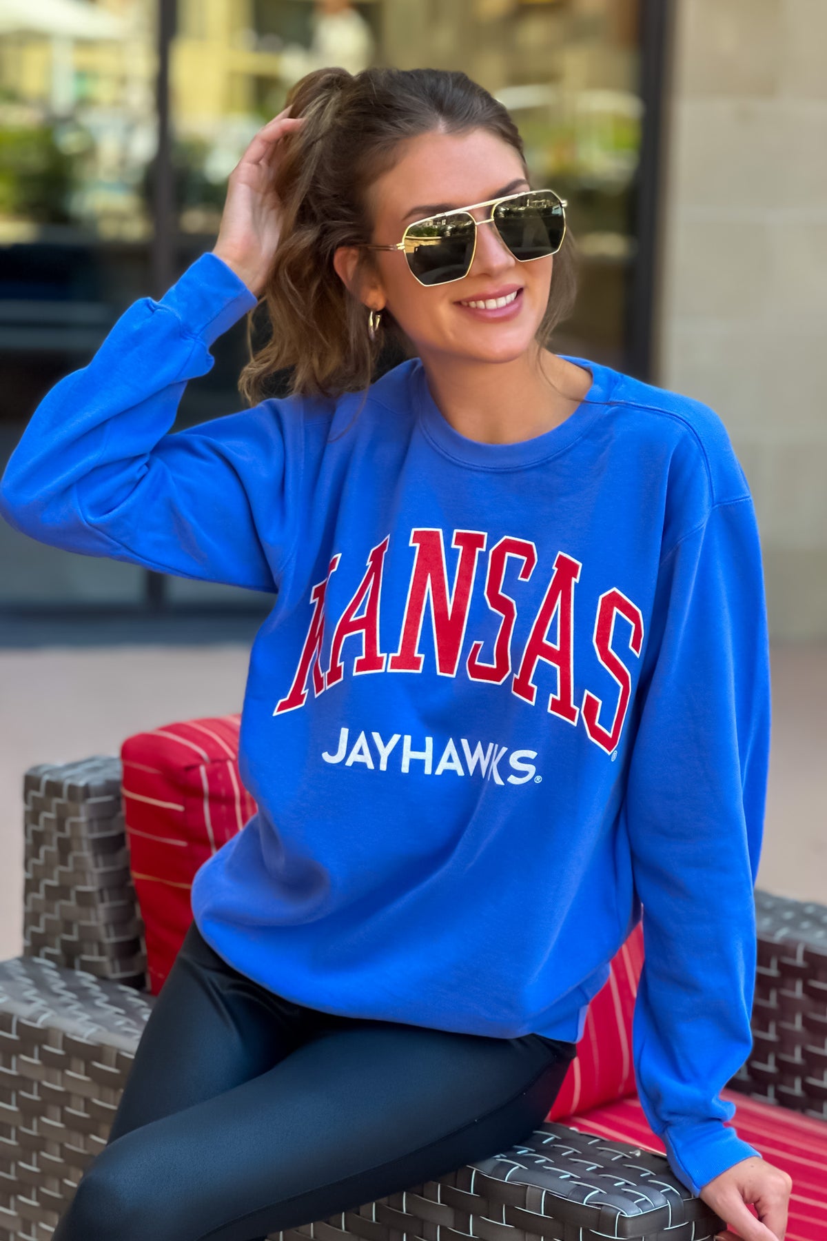 Kansas Jayhawks KU Flo Fill Sweatshirt : Blue