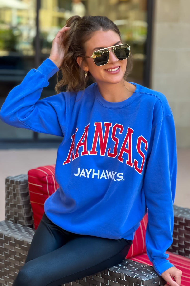 Kansas Jayhawks KU Flo Fill Sweatshirt : Blue