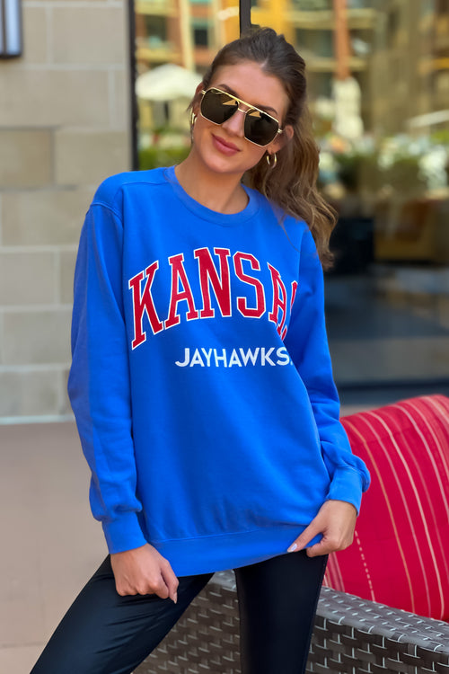 Kansas Jayhawks KU Flo Fill Sweatshirt : Blue